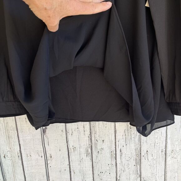 Coldwater Creek Charm Chiffon Blouse Size XL Black Keyhole Neck Minimalist NWT - Picture 8 of 13